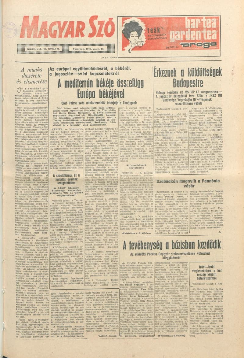 Magyar Szó, 32. évf. 1975. március 16. 73. sz.