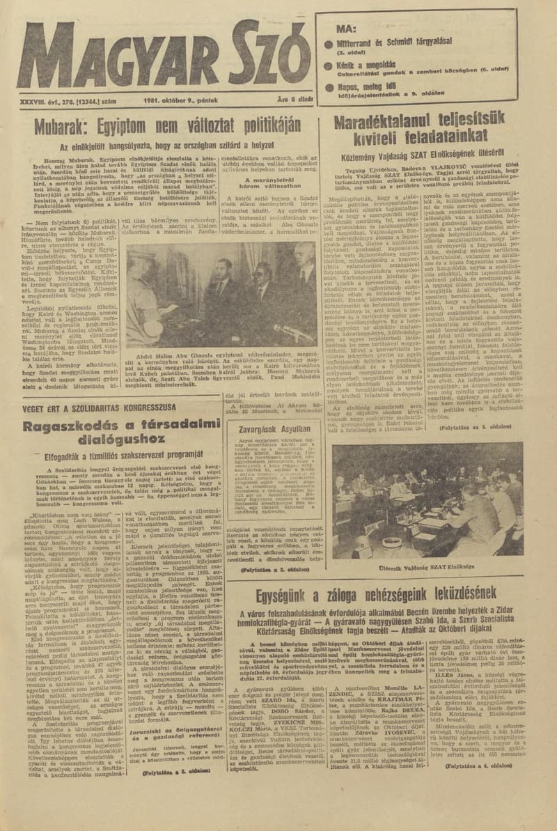 Magyar Szó, 38. évf. 1981. október 9. 278. sz.