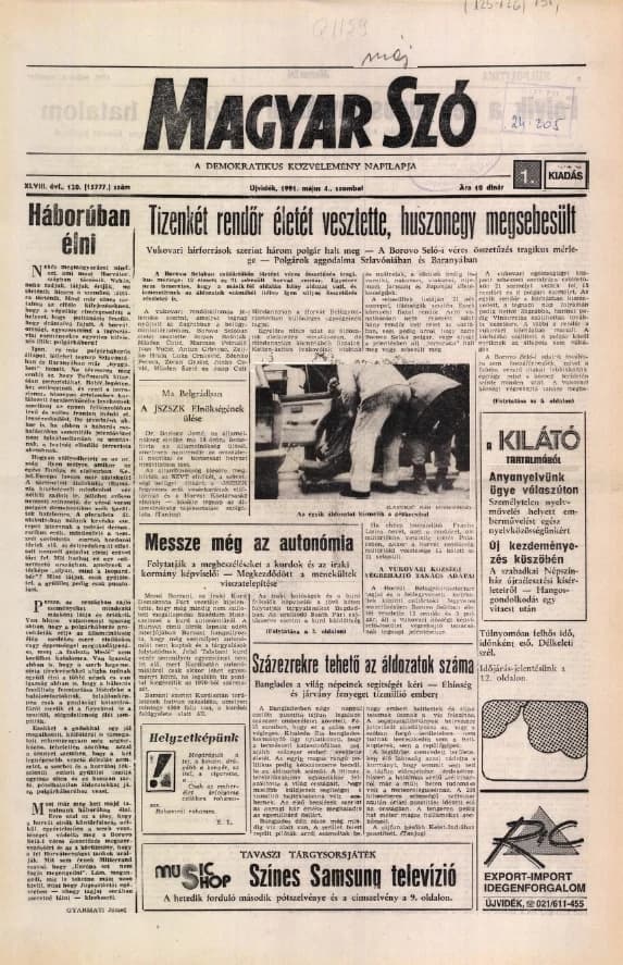 Magyar Szó, 48. évf. 1991. május 4. 120. sz. 1–24. oldal