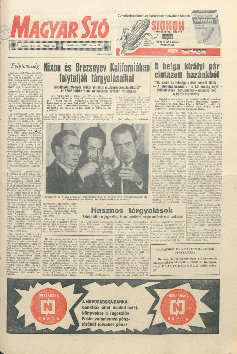 Magyar Szó, 30. évf. 1973. június 24. 171. sz. 1–32. oldal