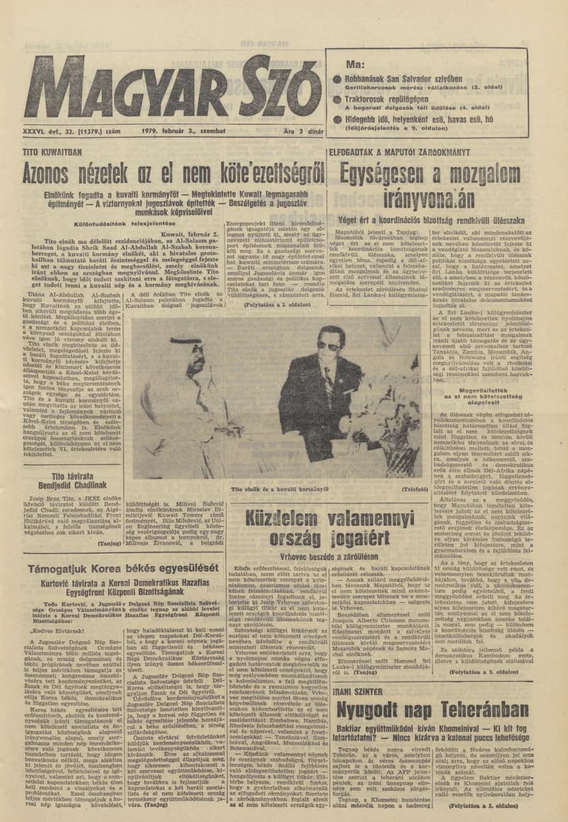 Magyar Szó, 36. évf. 1979. február 3. 32. sz. 1–20. oldal