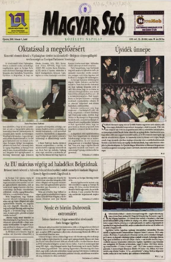Magyar Szó, 62. évf. 2005. február 1. 25. sz. 1–20. oldal