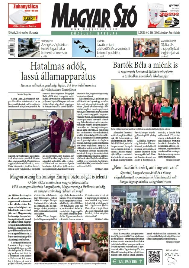 Magyar Szó, 73. évf. 2016. október 19. 244. sz. 1–16. oldal