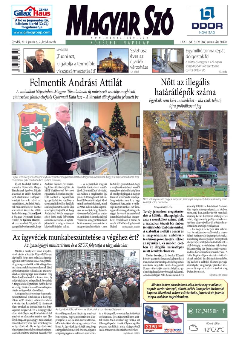 Magyar Szó, 72. évf. 2015. január 6. – 7. 3. sz. 1–20. oldal