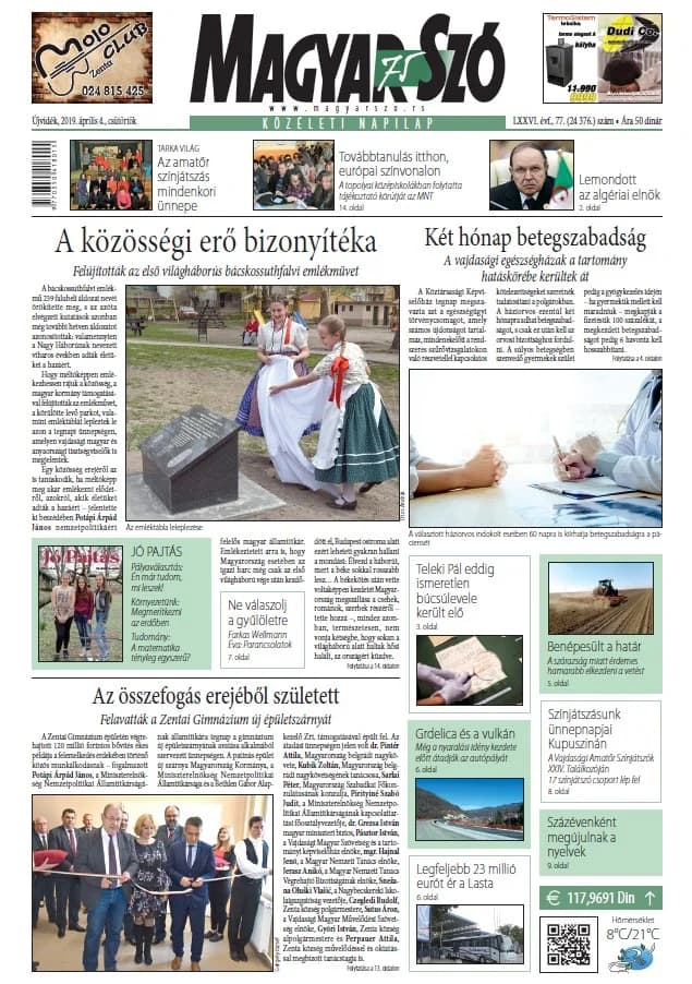 Magyar Szó, 76. évf. 2019. április 4. 77. sz. 1–20. oldal