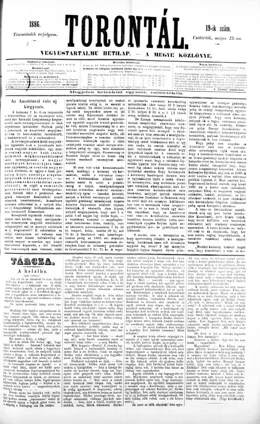 Torontál, 15. évf. 1886. május 13. 19. sz.
