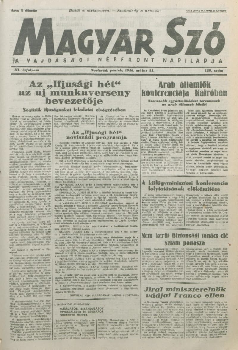 Magyar Szó, 3. évf. 1946. május 31. 128. sz. 1–8. oldal