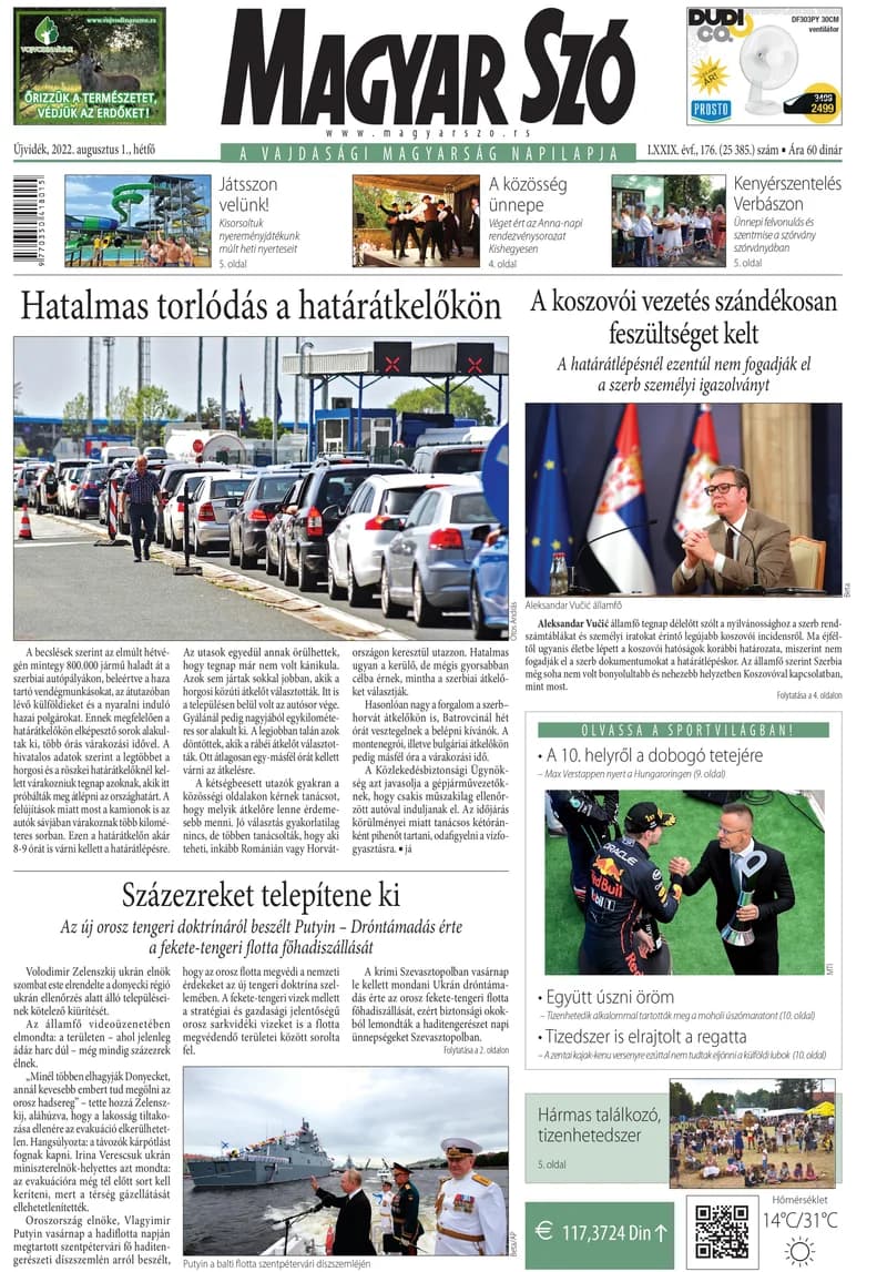 Magyar Szó, 79. évf. 2022. augusztus 1. 176. sz. 1–16. oldal
