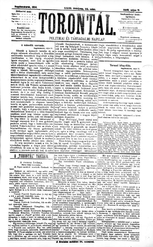 Torontál, 23. évf. 1894. május 21. 115. sz.