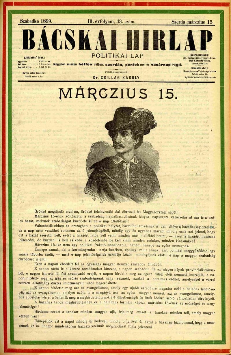 Bácskai Hirlap, 3. évf. 1899. március 15. 43. sz.