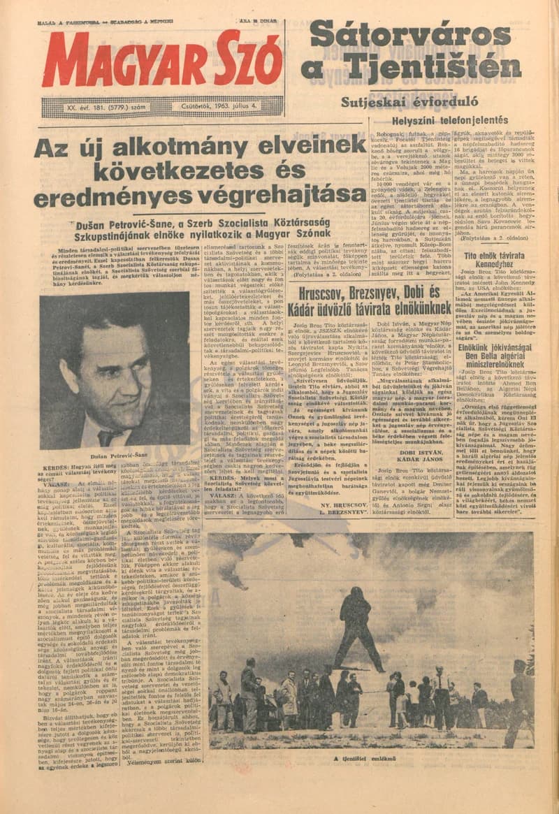 Magyar Szó, 20. évf. 1963. július 4. 181. sz. 1–16. oldal