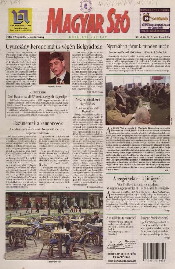 Magyar Szó, 62. évf. 2005. április 16. – 17. 88. sz. 1–28. oldal