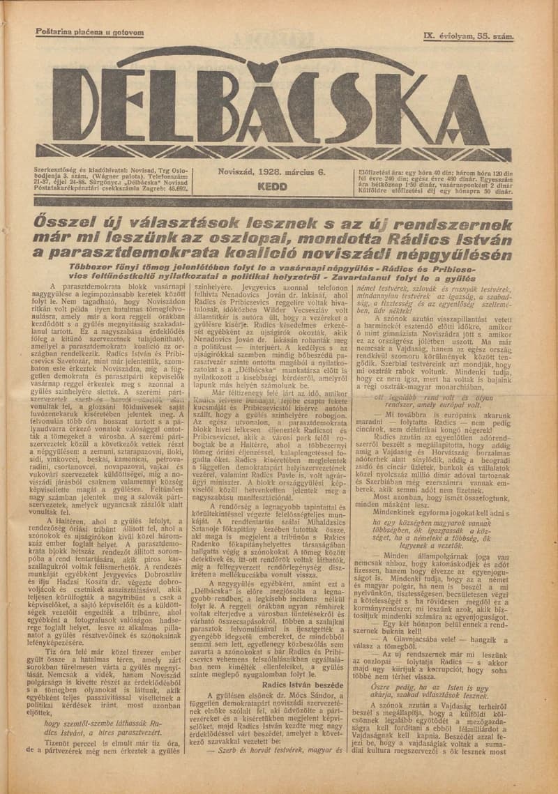 Délbácska, 9. évf. 1928. március 6. 55. sz.