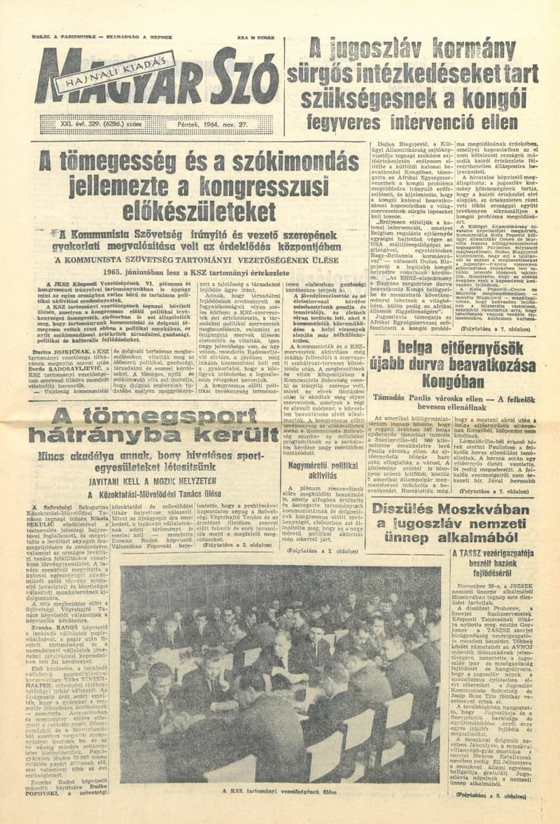 Magyar Szó, 21. évf. 1964. november 27. 329. sz.