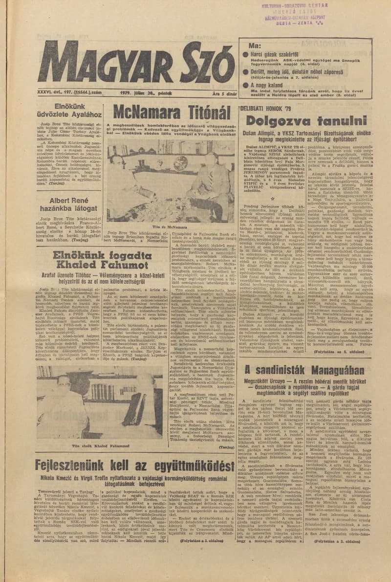 Magyar Szó, 36. évf. 1979. július 20. 197. sz. 1–20. oldal