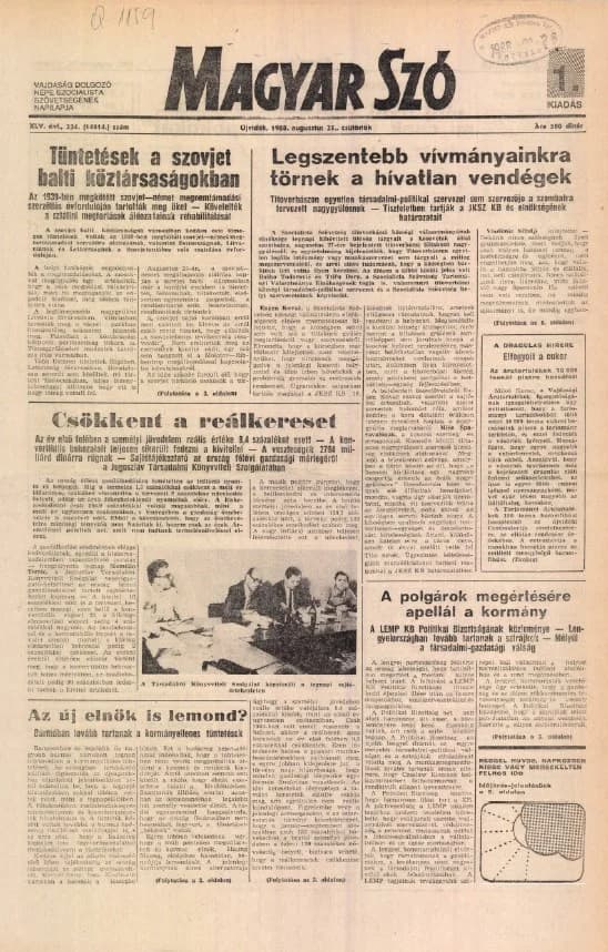 Magyar Szó, 45. évf. 1988. augusztus 25. 234. sz. 1–16. oldal