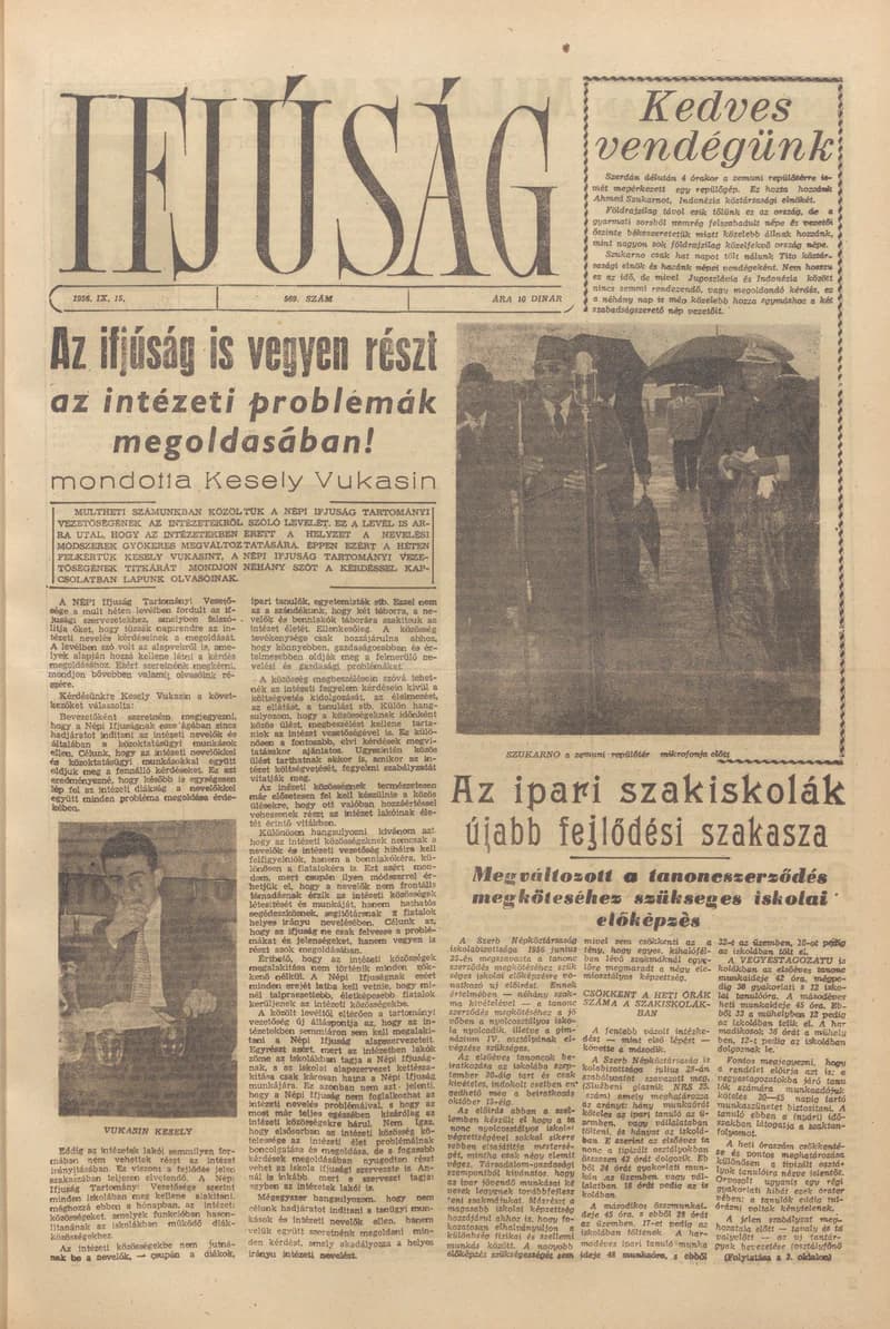 Ifjúság, 12. évf. 1956. szeptember 15. 569. sz.