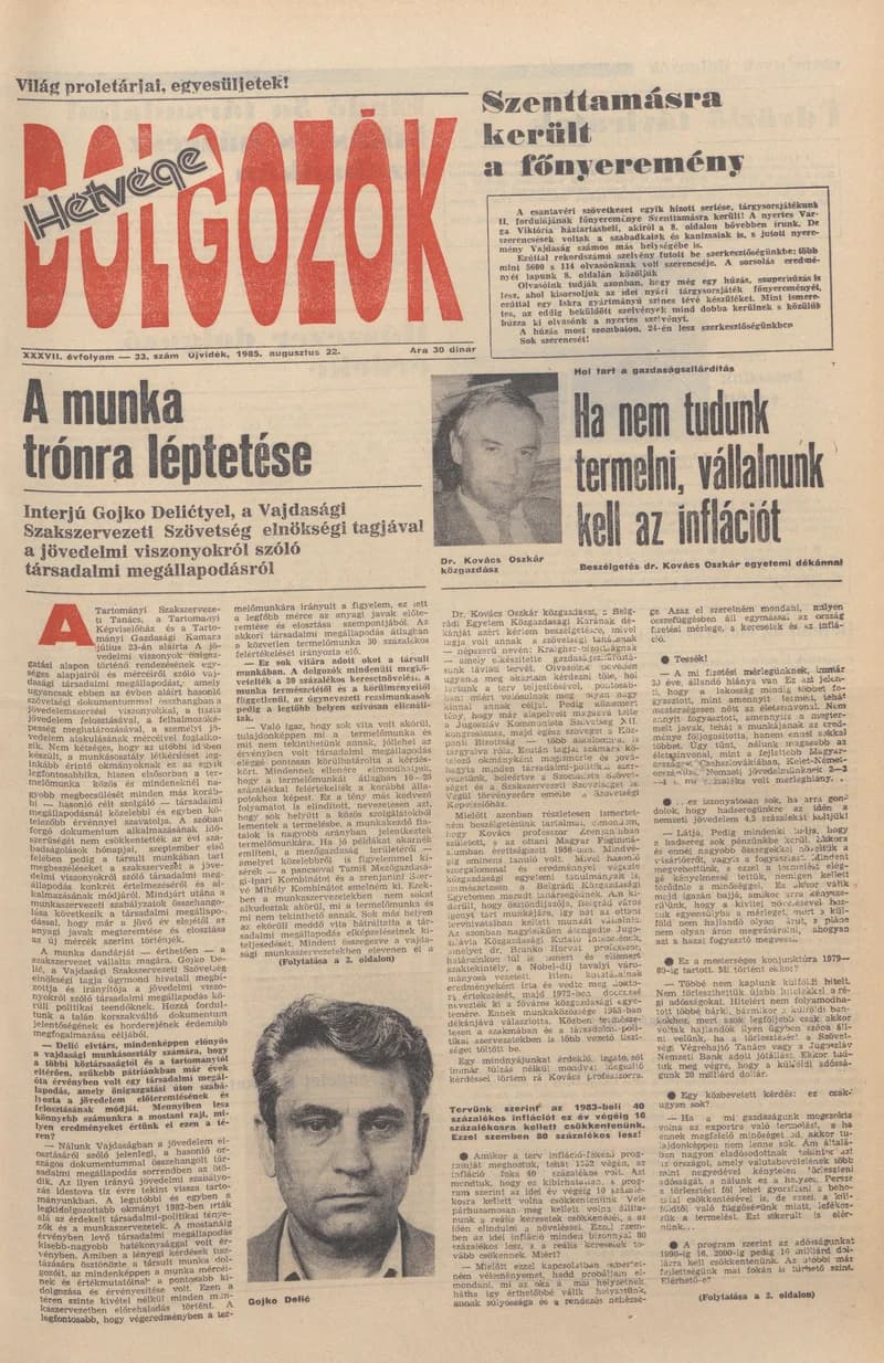Dolgozók, 39. évf. 1985. augusztus 22. 33. sz.