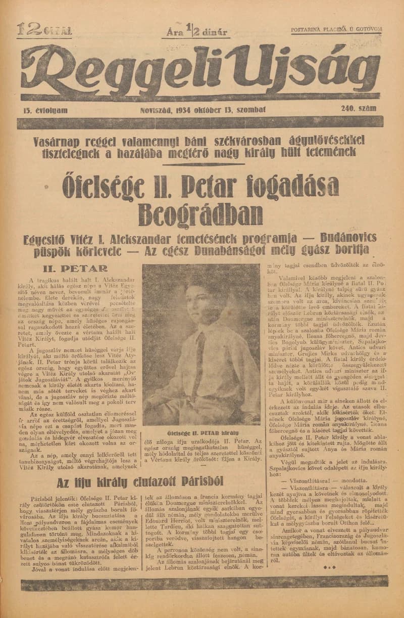 Reggeli Újság, 15. évf. 1934. október 13. 240. sz.