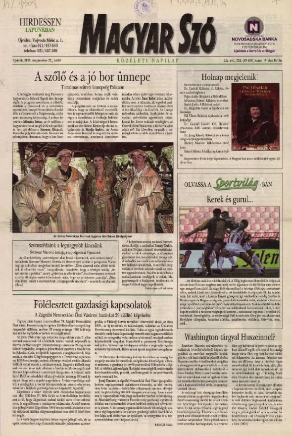 Magyar Szó, 60. évf. 2003. szeptember 22. 224. sz. 1–16. oldal