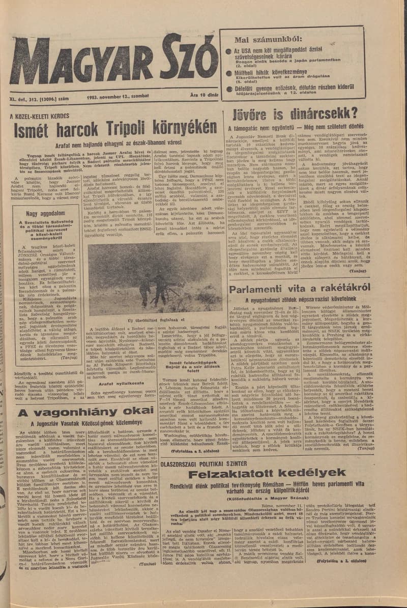 Magyar Szó, 40. évf. 1983. november 12. 312. sz.