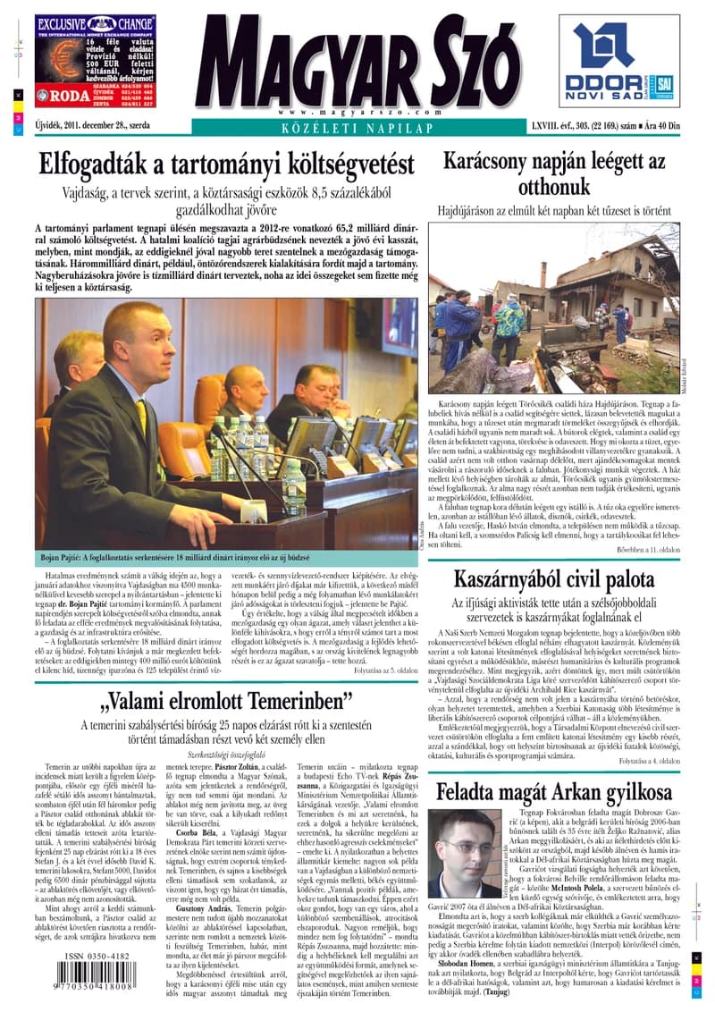 Magyar Szó, 68. évf. 2011. december 28. 303. sz. 1–20. oldal