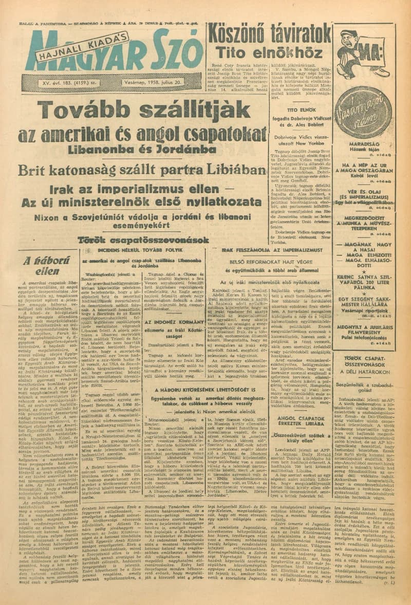 Magyar Szó, 15. évf. 1958. július 20. 183. sz. 1–22. oldal