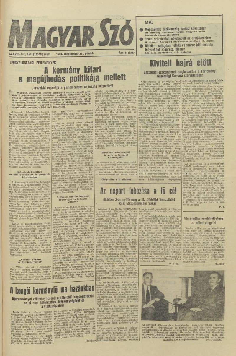 Magyar Szó, 38. évf. 1981. szeptember 25. 264. sz.
