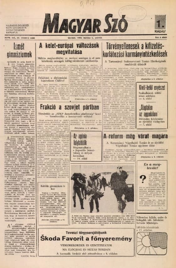 Magyar Szó, 47. évf. 1990. március 2. 59. sz. 1–24. oldal