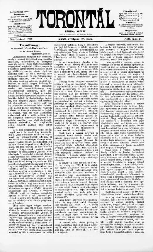 Torontál, 32. évf. 1903. július 27. 168. sz.