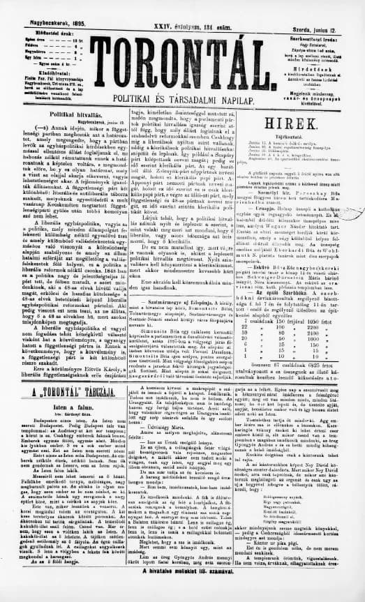 Torontál, 24. évf. 1895. június 12. 134. sz.