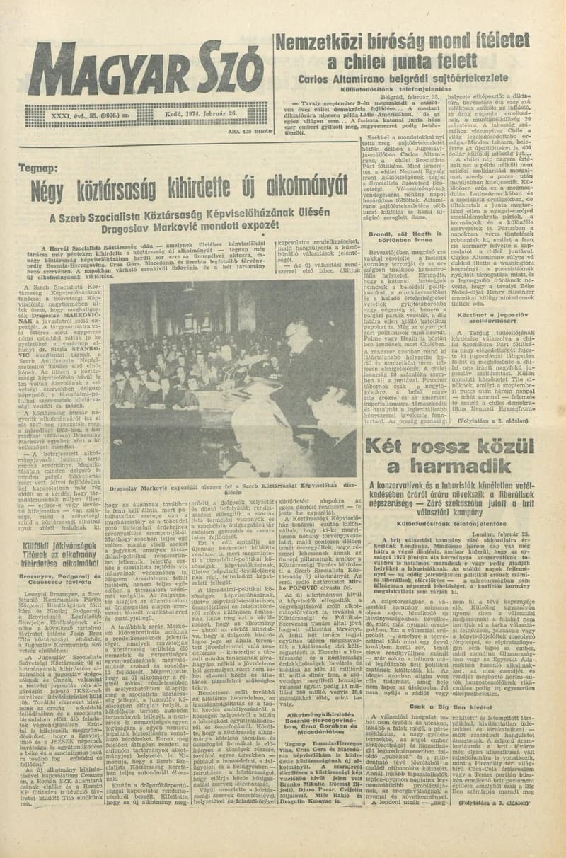 Magyar Szó, 31. évf. 1974. február 26. 55. sz. 1–26. oldal