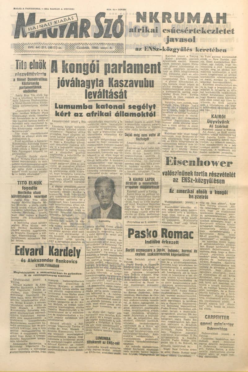 Magyar Szó, 17. évf. 1960. szeptember 8. 211. sz. 1–22. oldal