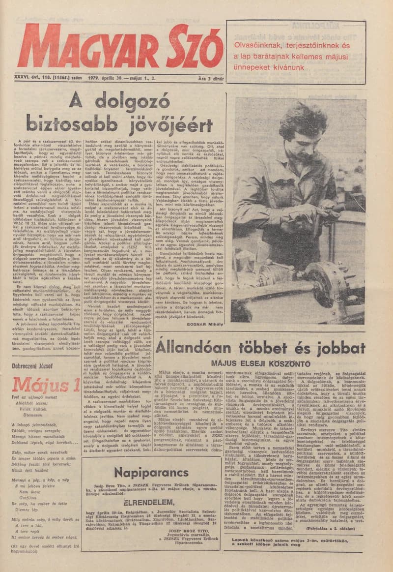 Magyar Szó, 36. évf. 1979. április 30. – május 2. 118. sz. 1–32. oldal