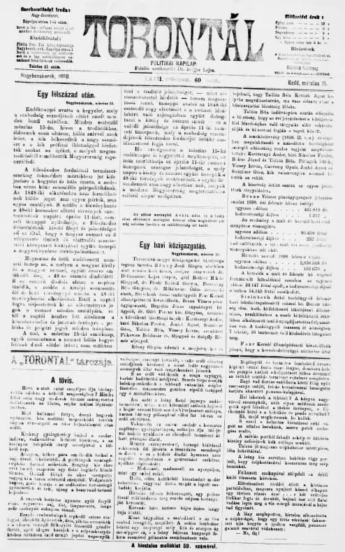 Torontál, 27. évf. 1898. március 15. 60. sz.