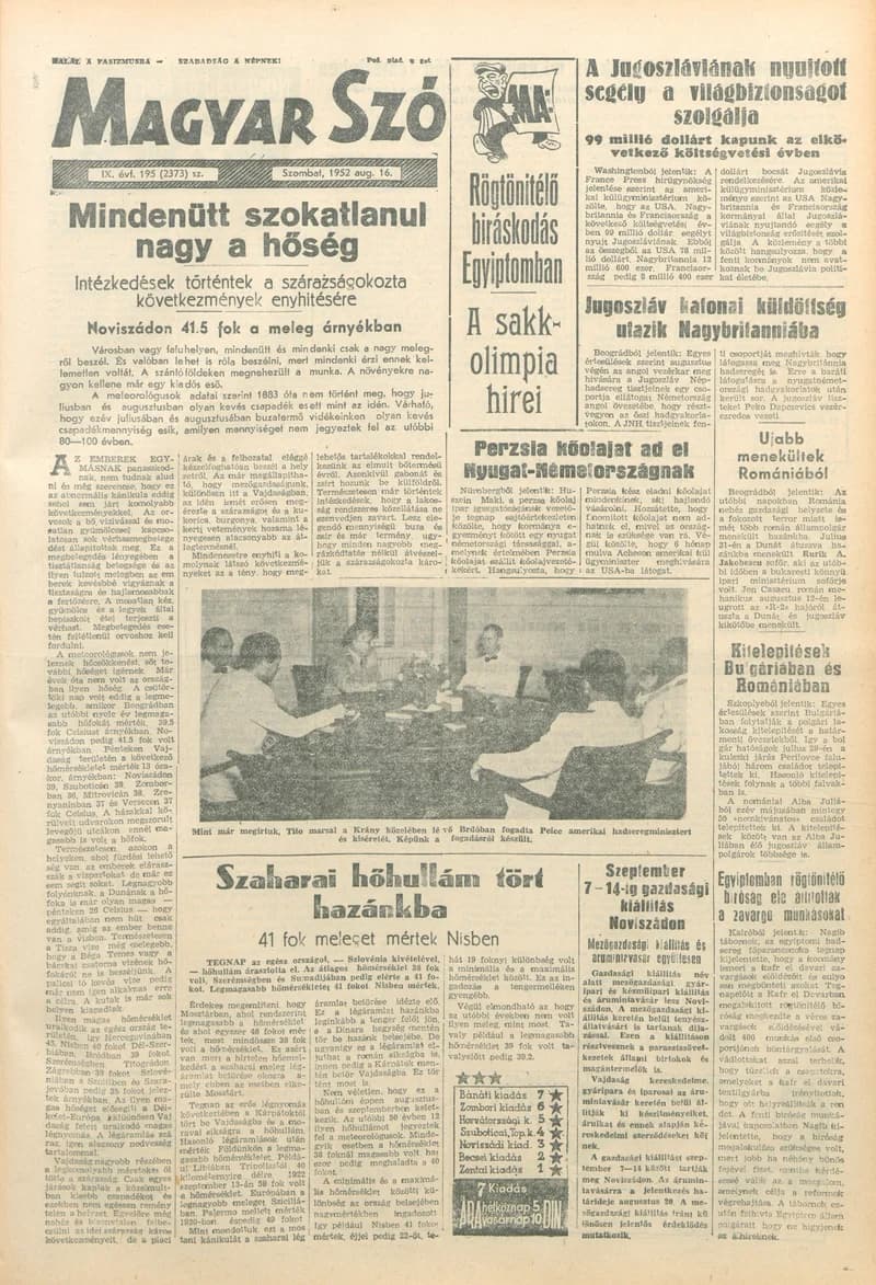 Magyar Szó, 9. évf. 1952. augusztus 16. 195. sz. 1–8. oldal