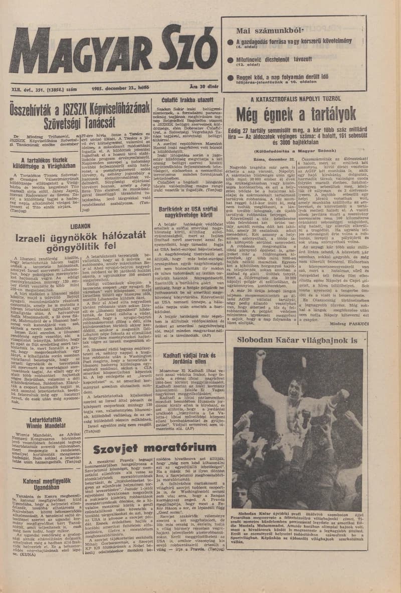 Magyar Szó, 42. évf. 1985. december 23. 351. sz. 1–20. oldal
