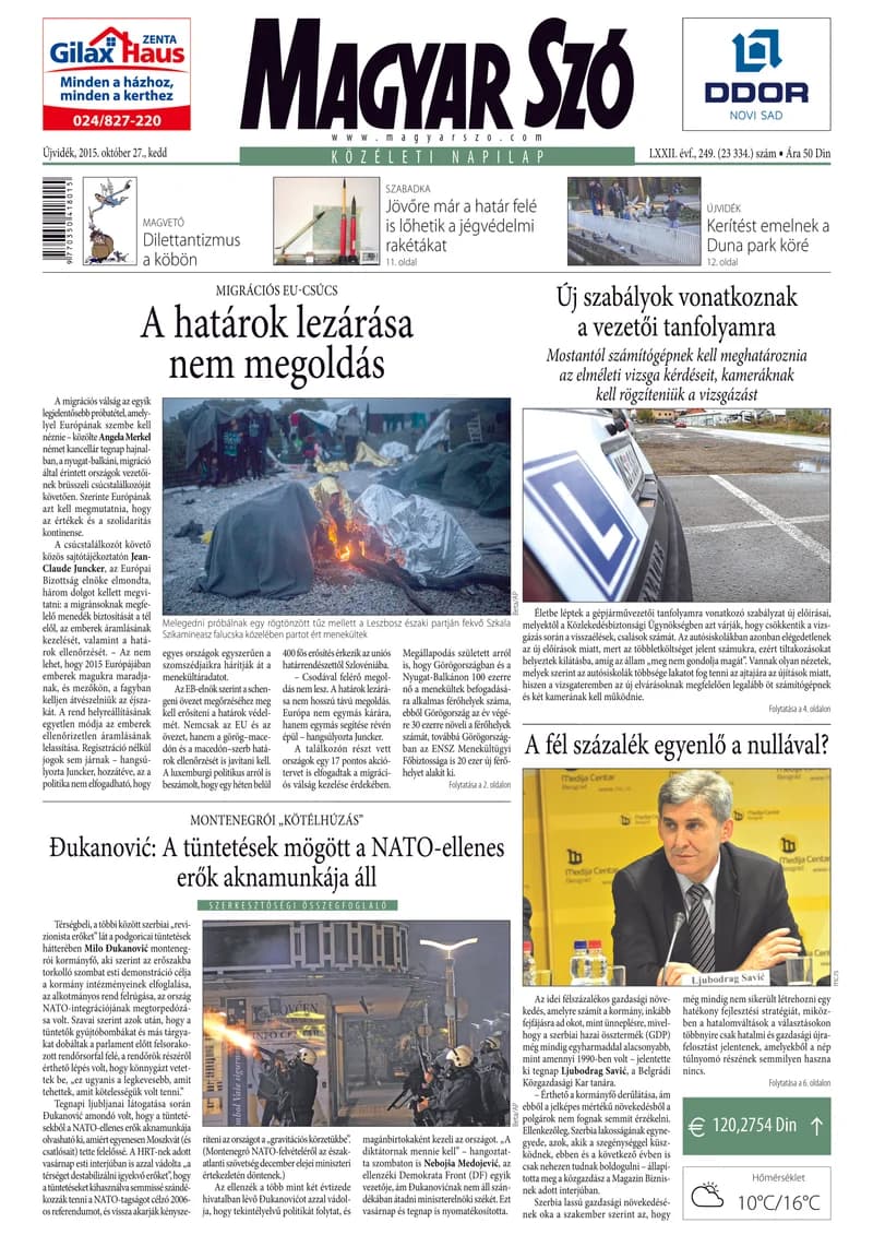 Magyar Szó, 72. évf. 2015. október 27. 249. sz. 1–20. oldal
