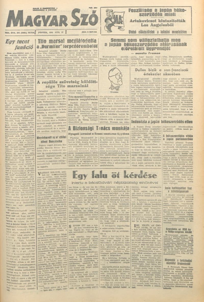 Magyar Szó, 8. évf. 1951. augusztus 17. 194. sz. 1–4. oldal