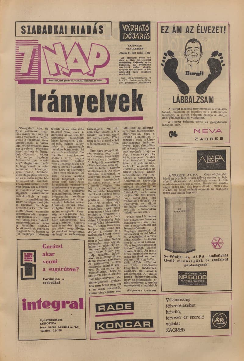 7 Nap, 23. évf. 1968. június 21. 26. sz. 1–16. oldal