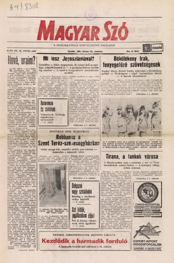 Magyar Szó, 48. évf. 1991. február 24. 53. sz. 1–36. oldal
