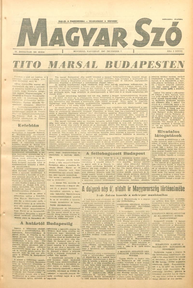 Magyar Szó, 4. évf. 1947. december 7. 298. sz. 1–8. oldal