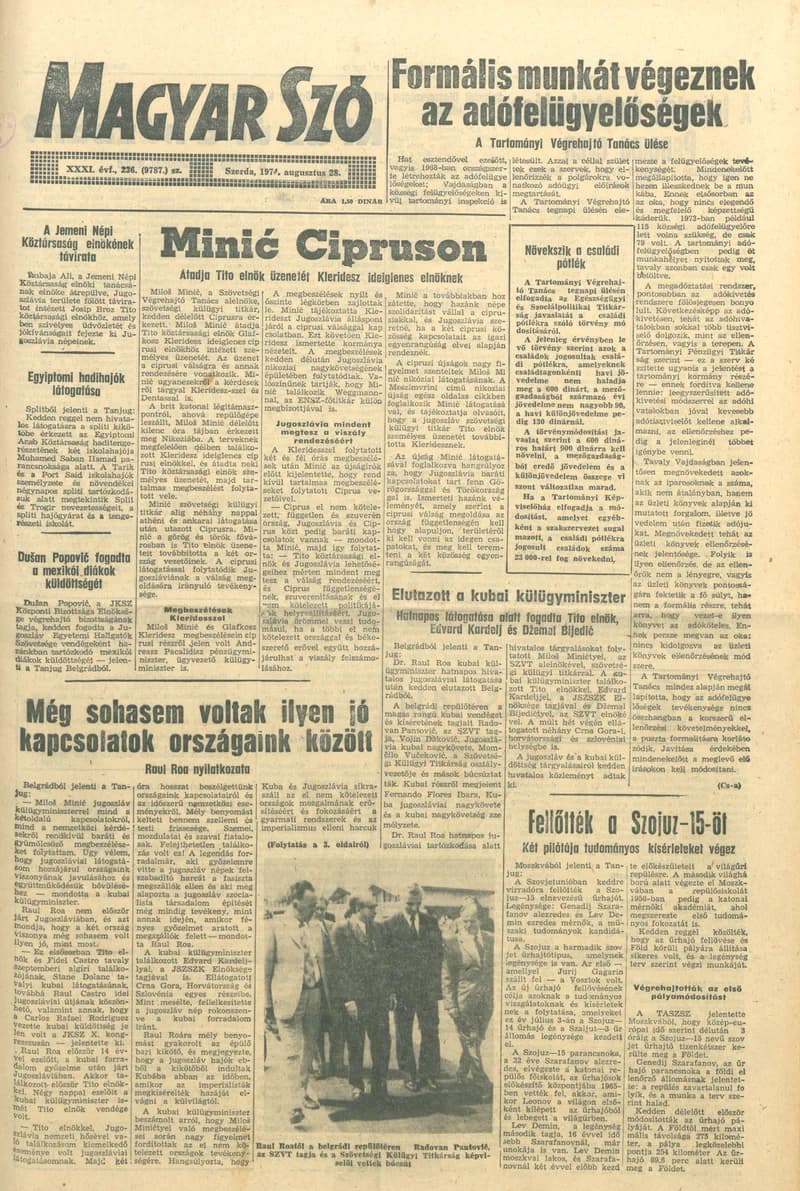 Magyar Szó, 31. évf. 1974. augusztus 28. 236. sz. 1–16. oldal