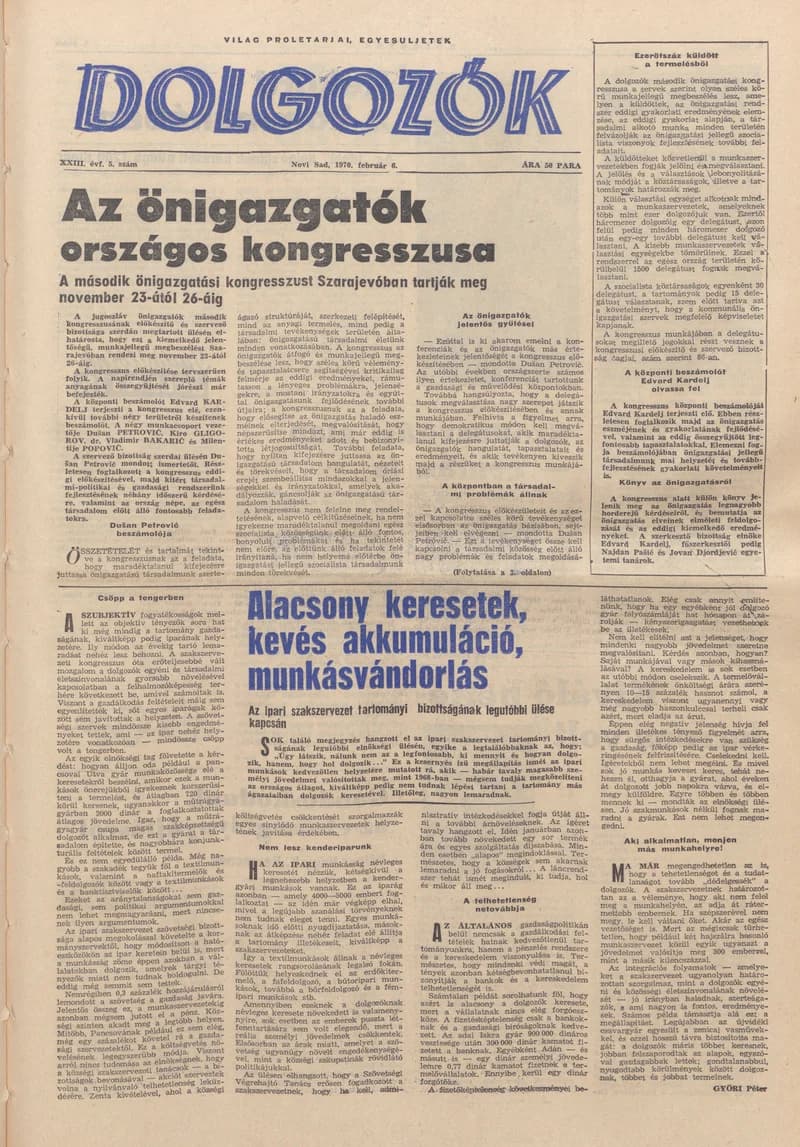 Dolgozók, 24. évf. 1970. február 6. 5. sz.
