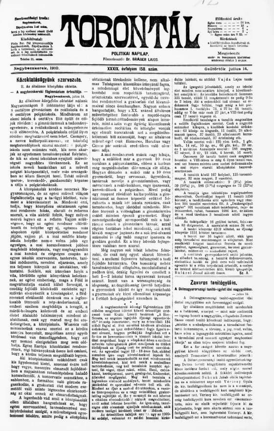 Torontál, 39. évf. 1910. július 14. 158. sz.