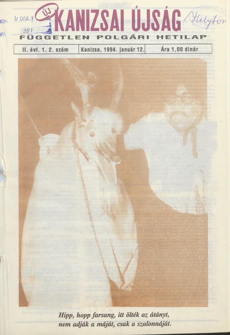 Új Kanizsai Újság, 2. évf. 1995. január 12. 1–2. sz.