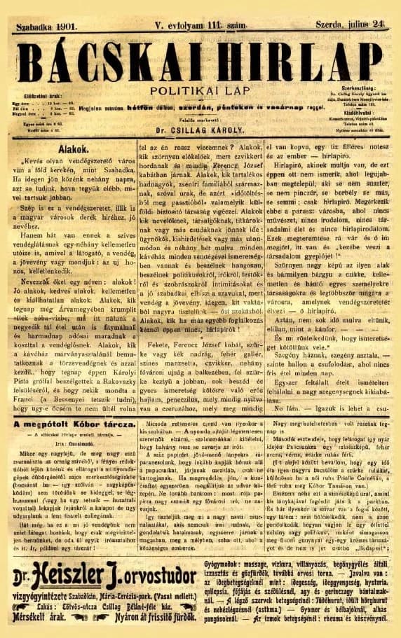 Bácskai Hirlap, 5. évf. 1901. július 24. 111. sz.