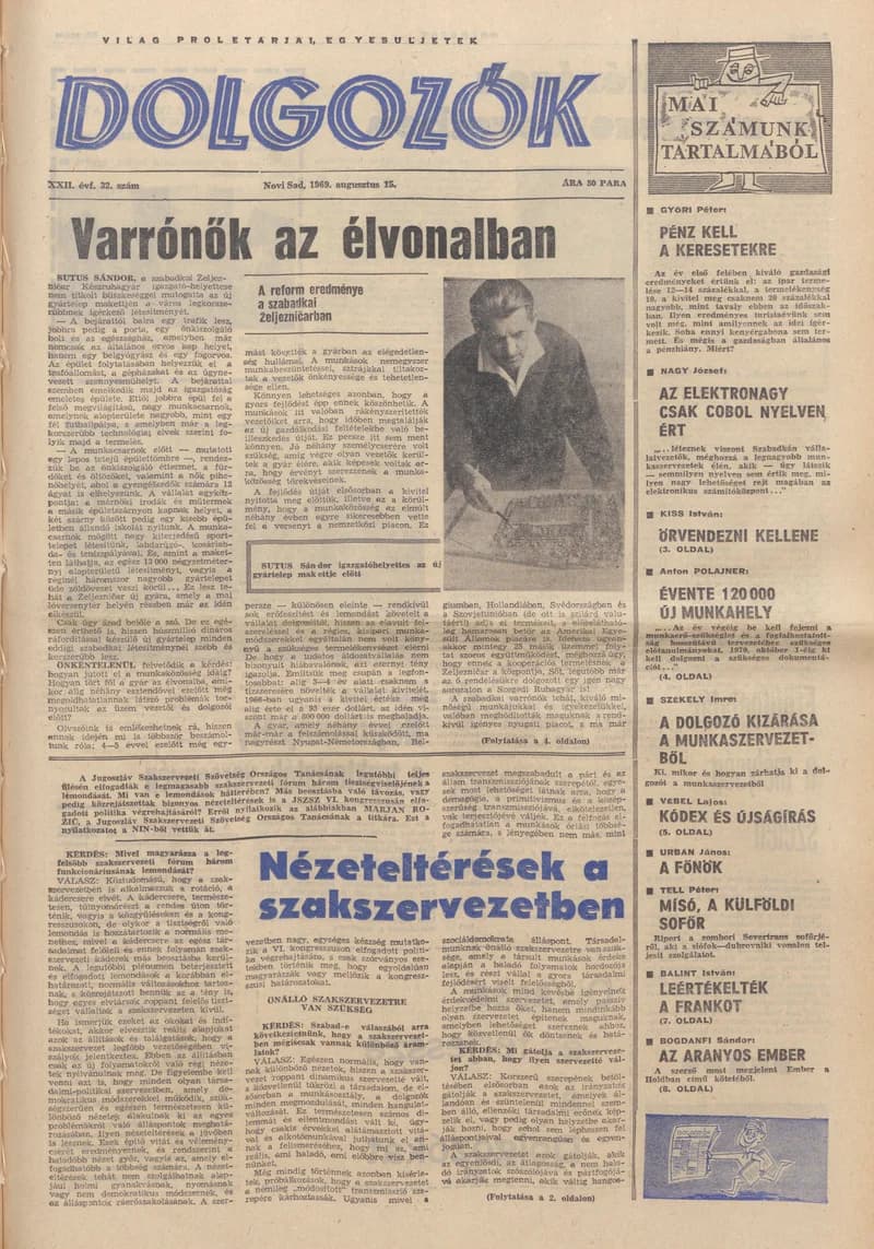 Dolgozók, 23. évf. 1969. augusztus 15. 32. sz.