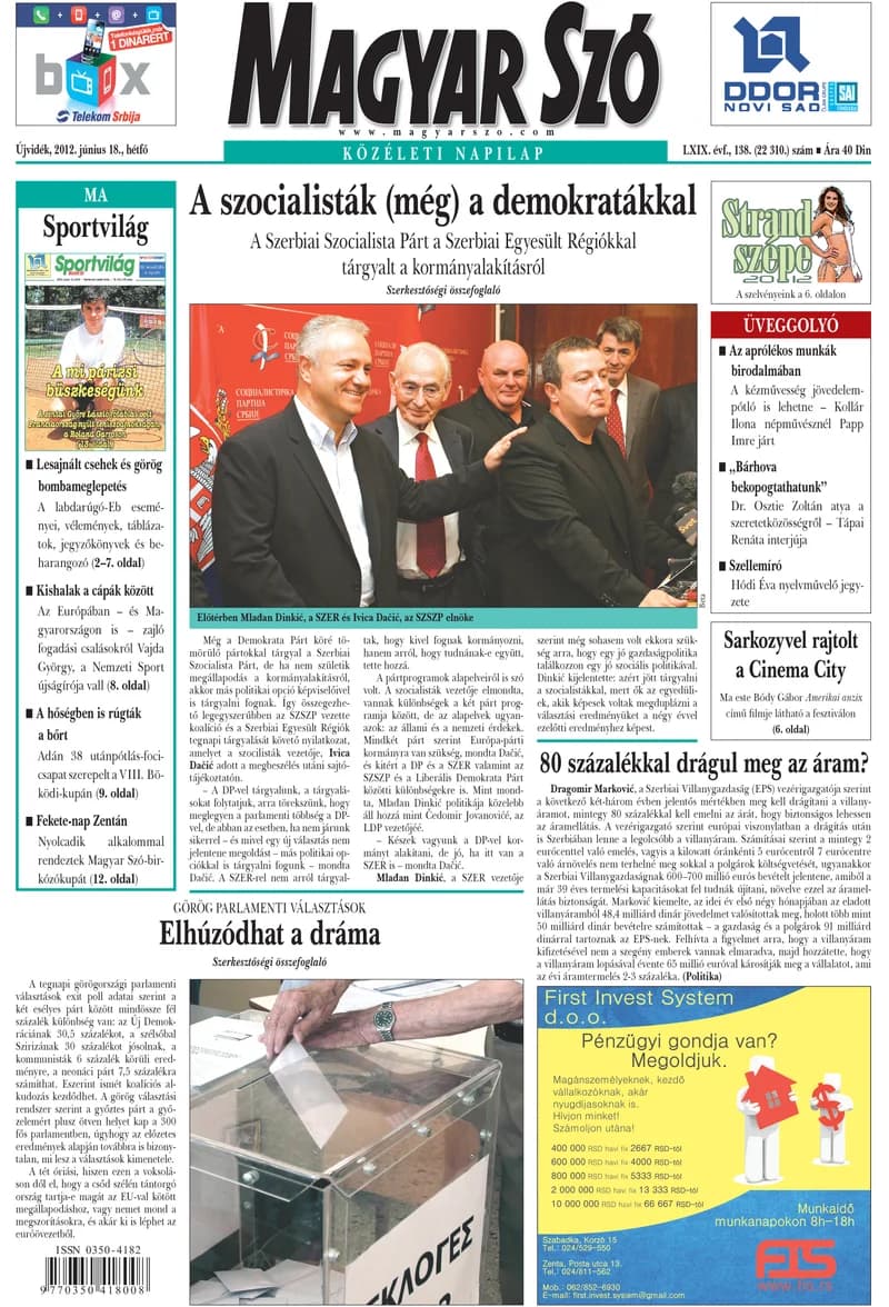 Magyar Szó, 69. évf. 2012. június 18. 138. sz. 1–16. oldal