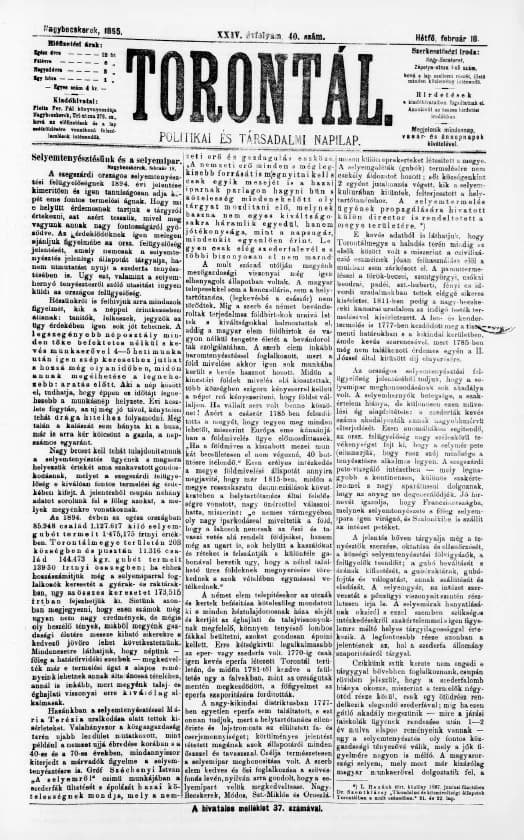Torontál, 24. évf. 1895. február 18. 40. sz.